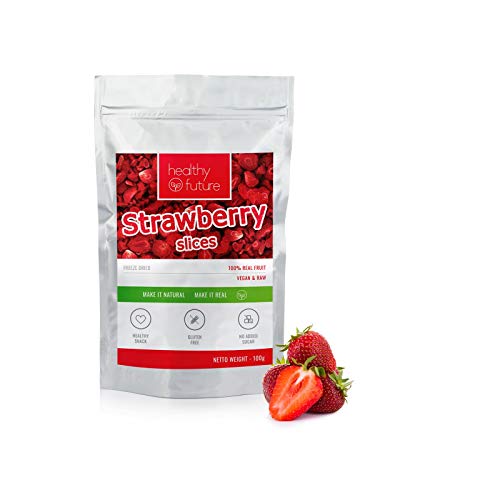 Fresas liofilizadas 100% naturales, sin gluten, sin azúcares añadidos, sin conservantes, merienda de fruta saludable (100g)