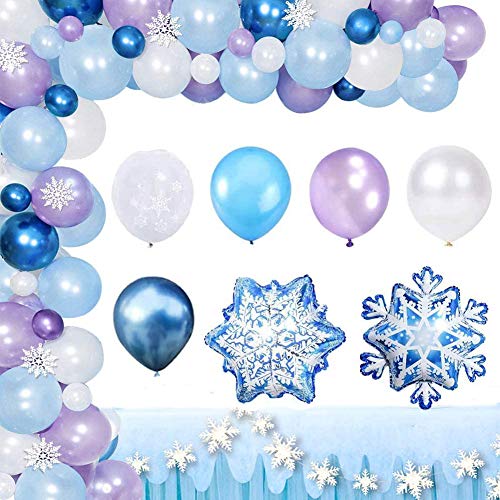 Frozen Fiesta Cumpleaños Decoración Azul Fiesta Guirnalda de Globos Nieve Banner para Niñas Cumpleaños Baby Shower Despedida de Soltera Decoraciones de Fondo