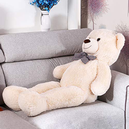 FSN Oso de Peluche Gigante Grande Teddy, 120cm Juguete de Peluche Osito Suave y Cariñoso Niños y Adultos Blanco