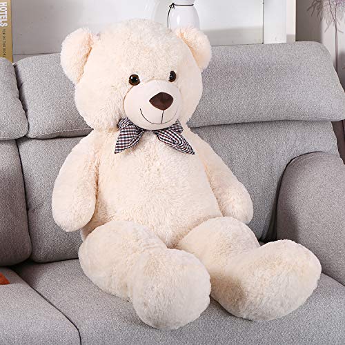 FSN Oso de Peluche Gigante Grande Teddy, 120cm Juguete de Peluche Osito Suave y Cariñoso Niños y Adultos Blanco