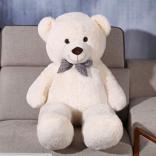 FSN Oso de Peluche Gigante Grande Teddy, 120cm Juguete de Peluche Osito Suave y Cariñoso Niños y Adultos Blanco