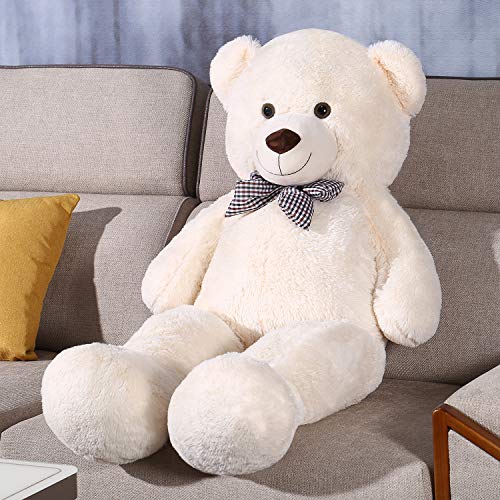 FSN Oso de Peluche Gigante Grande Teddy, 120cm Juguete de Peluche Osito Suave y Cariñoso Niños y Adultos Blanco