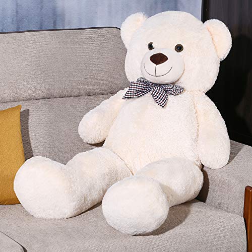 FSN Oso de Peluche Gigante Grande Teddy, 120cm Juguete de Peluche Osito Suave y Cariñoso Niños y Adultos Blanco