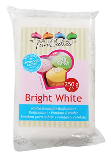 FunCakes Extra Blanco, Vainilla-250 gr Fondant Nacarado, Sabor Vainilla, 250