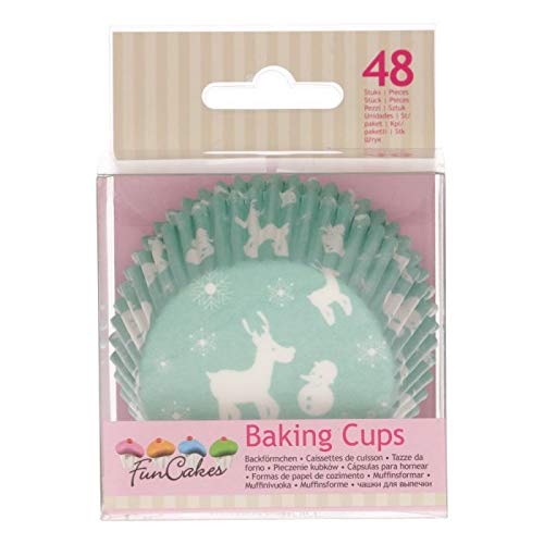 FunCakes FC4208 48 Cápsulas Winter Wonderland para Hornear Cupcakes o Magdalenas de Papel Extra Resistente y Antigrasa