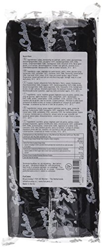 FunCakes Fondant para Cubrir Tartas, Cupcakes, Galletas o Modelar color Negro: Sabor Vainilla, Flexible, Sin Gluten, Halal, Kosher D, Apto Véganos, 1k, FC97510