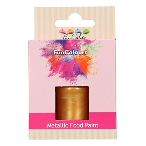 FunCakes Pintura Metálica Comestible para Repostería - Color Oro Oscuro - 30ml