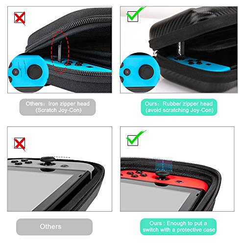 Funda para Nintendo Switch, Accesorios para Nintendo Switch, Carcasa de Protección Rigid Anti-Choques/Arañazo Llevar la 15 Juegos Adaptador Consola Cable Otros Accesorios Nintendo Switch Viaje Case