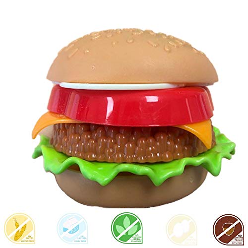 FunnyCandy Burger Diper- Chupete De Caramelo Y Polvos Picapica Con Forma De Puzzle De Hamburguesa - 3 Sabores Distintos, 12 Unidades