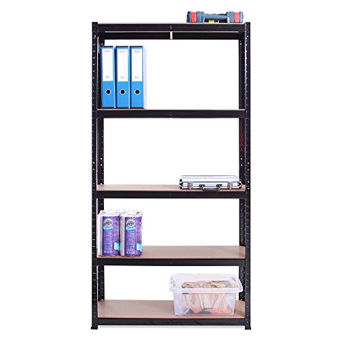 G-Rack 0011-1 Estantería De Almacenamiento para Garaje, Acero Inoxidable con Recubrimiento de Polvo, Negro, 180 x 90 x 30 cm