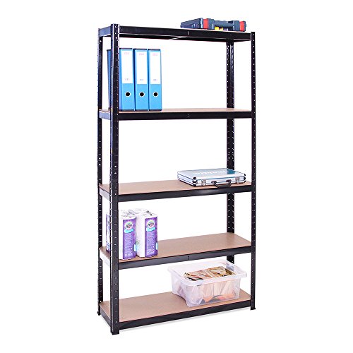 G-Rack 0011-1 Estantería De Almacenamiento para Garaje, Acero Inoxidable con Recubrimiento de Polvo, Negro, 180 x 90 x 30 cm