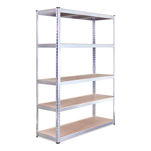 G-Rack 0045 Garaje – 180 x 120 x 45 cm – Estantería Resistente – 5 bahías – Acero galvanizado – 5 Niveles – 875 kg de Capacidad (175 kg por Estante) – Taller, cobertizo, Oficina – 5 años de garantía