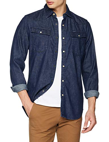 G-Star Raw 3301 Slim Shirt Camisa vaquera, Azul (Rinsed 082), Small para Hombre