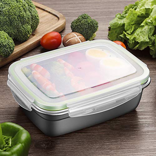 GA Homefavor Fiambreras Caja de Almuerzo de Acero Inoxidable para Alimentos Ensalada de Frutas Recipiente (Conjunto de 2)