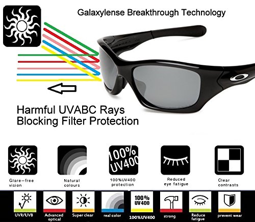 Galaxy lentes de repuesto para Oakley Batwolf negro y titanio Color Polorized 2 Pares - negro y titanio