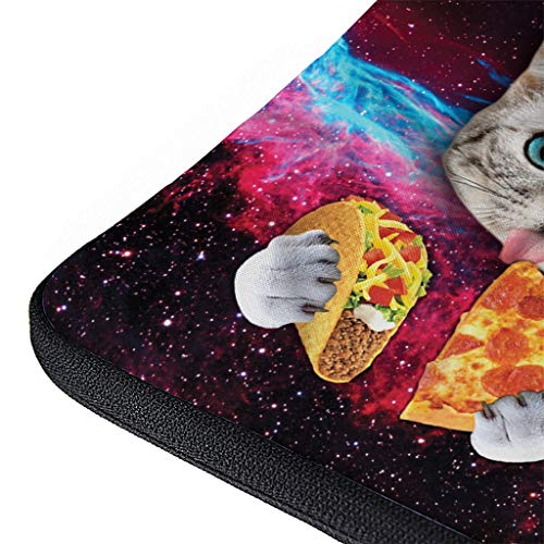 Galaxy Space Cat Comer Pizza 1 Bolsa de ordenador portátil impermeable de alta capacidad con cremallera multifuncional papelería 10-17 pulgadas para estudiantes de escuela blanco 13 pulgadas