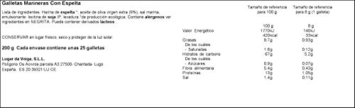 Galleta Marinera Bio de Harina de Espelta y Aceite de Oliva Extra Virgen. Sin azúcares añadidos.