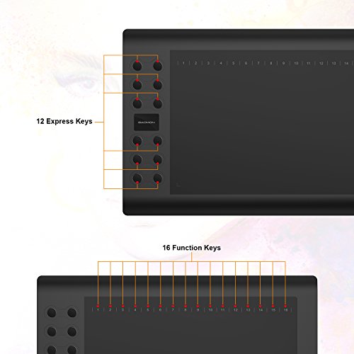 GAOMON M106K Tableta gráfica con Guante de un Solo Dedo y 14 Puntas de Repuesto