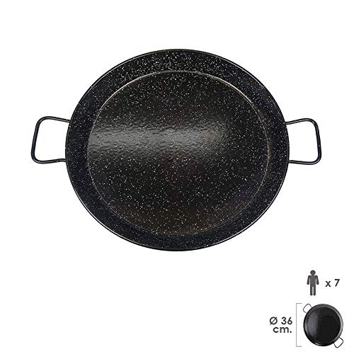 Garcima 5020625 Paellera Valenciana Esmaltada 7 personas/ 36 cm, Negro, 47 x 36 x 6 cm, Set de 7 Piezas