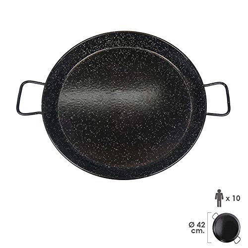 Garcima 5020640 Paellera Valenciana Esmaltada 10 Personas/ 42 cm, Acero, Negro