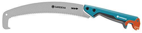 GARDENA 8739-20 ,Sierra curva 300 P para corte óptimo de ramas, gancho de recogida, cromado duro, tope antideslizante, preciso dentado afilado en 2 lados, longitud hoja 300 mm