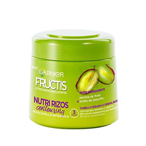 Garnier Fructis Nutri Rizos Contouring Mascarilla Intensiva Fortificante que Nutre y Define, con Pectina de Fruta y Aceite de Pistacho - 300 ml