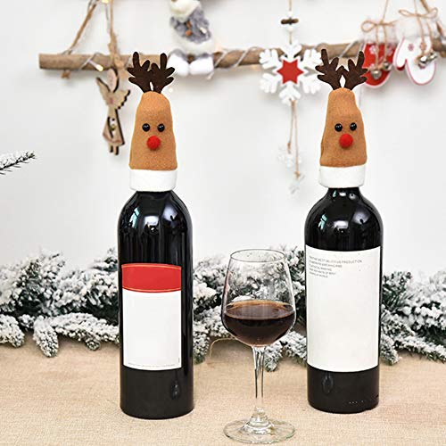 Garretlin - Cubierta de botella de vino con forma de alce para botella de vino, cuchillo y tenedor, funda protectora para decoración de Navidad familiar - Alce