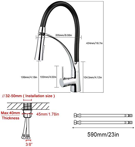 GAVAER Grifo Cocina, Silicona de Grado Alimenticio 360° Rotación Grifo Mezclador con 2 Modos Extraíble Rociador, Grifo Mezclador para Agua Fría y Caliente, Latón Cromado Grifos Fregadero.