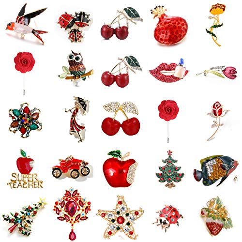 GDLGDL Ardilla Roja Coche Búho Mariquita Rosa Gato Pájaro Broche Collar Broche Broche Animal Insignia Joyería Dama Niño Broche 1