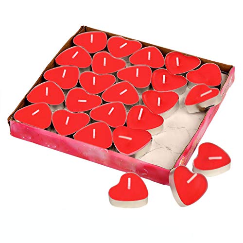 Gearmax® 50pcs Corazón Flotantes Velas Sin Humo Pudín Creativo Romántico Vela de Amor para Cumpleaños (Rojo)