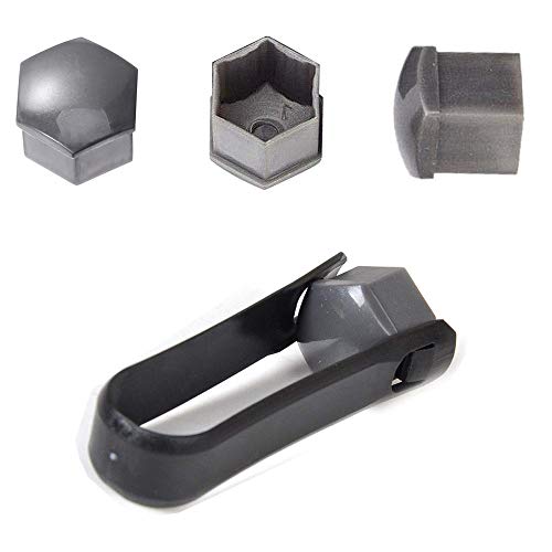 Gebildet 20 Piezas Universal 17 mm Tapa de Tuerca de Rueda, Tapas para Tornillos de Rueda, Cubierta de Tuerca de Neumático, Wheel Bolt Nut Cap, con Caja de Almacenamiento y Extractor (Gris)