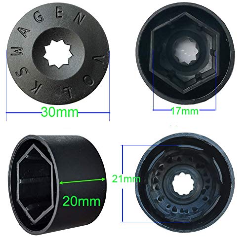 Gebildet 20pcs 17mm Tapa de Tuerca de Rueda(4pcs Anti-robo Tapa de Tuerca de Rueda+16pcs Casquillo normal),Cubierta de Tuerca de Neumático,Wheel Bolt Nut Cap con Extractor(Negro)