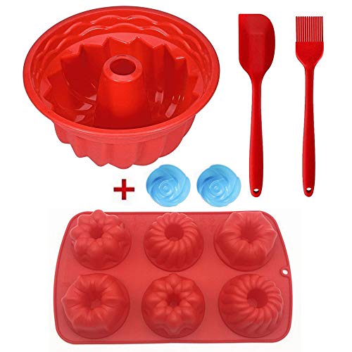 Geeke Juego de moldes para Hornear Molde avanzado de Silicona Juego de pastelería Antiadherente, Molde Profesional de Silicona para Pasteles | Espátula y Cepillo para Muffins y Molde para Pasteles