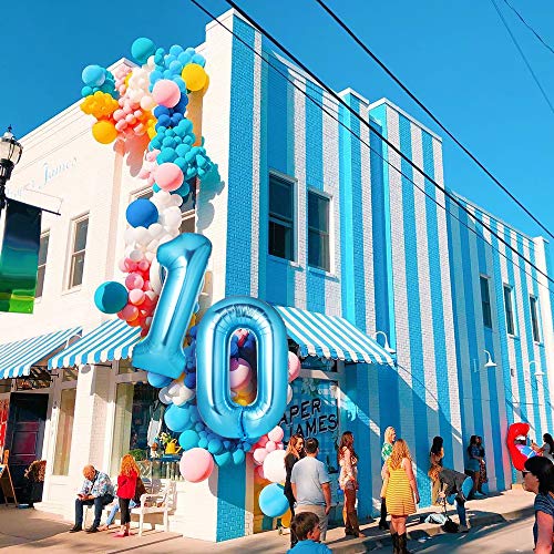 GeeRic globo numero 1, globos numeros gigantes de cumpleaños Globos de colores de látex para niños, bautizos, decoraciones de fiesta de graduación de bodas Azul