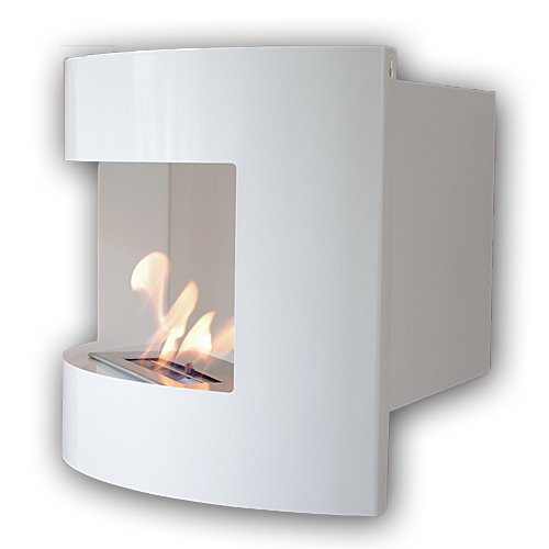 Gel y etanol chimenea esquina Riviera Deluxe Blanco chimenea de pared chimenea de acero + quemador 1 litro