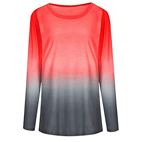 Generice - Camiseta de manga larga para mujer, diseño de degradado arcoíris, Primavera-Verano, Body blusa, Mujer, color Color de la foto-7, tamaño L