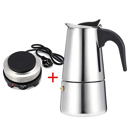 Genric 200 / 450ml Máquina de café Espresso portátil Moka Pot Acero Inoxidable con Filtro Cocina eléctrica Percolador Cafetera Cafetera Hervidor de Agua,For 3 People