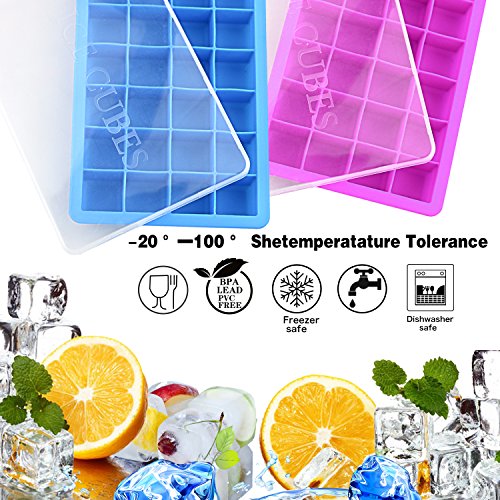 Gifort Bandeja de Hielo,Bandejas para Hielo Silicona con Tapa,Bandejas de Silicona,3 Pack Bandeja Del Cubo de Hielo de Calidad Profesional,Vino Frutas Hierbas Salsas Postres Cócteles Cola Whisky