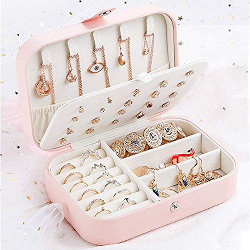 Gifort Caja Joyero Pequeña, Joyero de Viaje Cajas para Joyas Jewelry Organizer para Mujer, para Anillos, Aretes, Pendientes, Pulseras y Collares