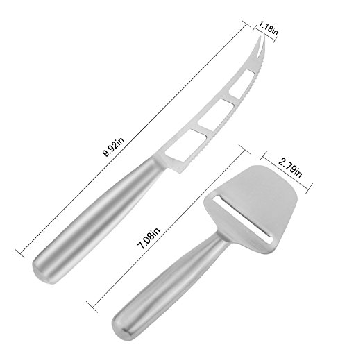 Gifort Cuchillo de Queso, Set de Cuchillos de Queso de Acero Inoxidable Cortadora de Queso y Juego de Cuchillos Cuchillo de Fruta para sándwiches Queso Mantequilla, Plata