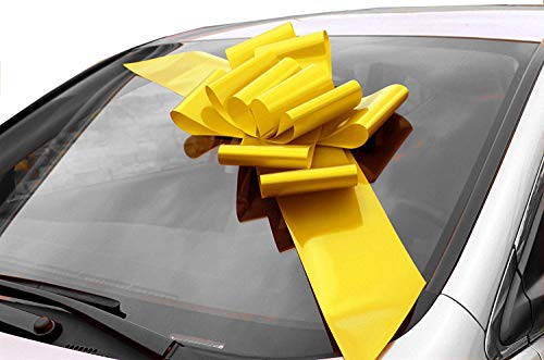 GiftWrap Etc. Lazo Amarillo Grande para el Auto - Completamente ensamblado, 63 cm de Ancho (25 Pulgadas), Pascua, Mardi Gras, Decoración Grande, Decoración de Regalo de cumpleaños