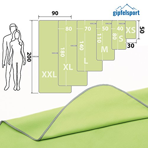 gipfelsport Toalla de Microfibra Verde 1x XS(50x30cm) sin Bolsillo