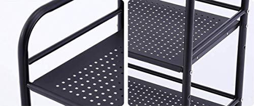 GJSN Multifunción Portátil Carretilla,Cocina Almacenamiento Inoxidable Acero Plato Estar Plata Baño Organizador Cocina Estante 3-Shelf Estantería Unidad en Ruedas Negro H/Negro/S