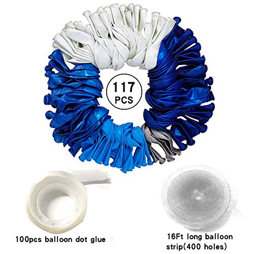 Globos azules Garland Kit Arco 117 piezas Globo azul marino Globos de plata blancos para Baby Shower Boda Fiesta de cumpleaños