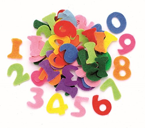 Glorex Números para decoración, Fieltro, multicolor, 17 x 11,5 x 1 cm, 150 Unidades