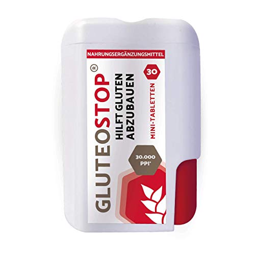 GluteoStop® - ayuda a descomponer el gluten - 30 mini tabletas - sensibilidad al gluten - dieta sin gluten - enzima gluten