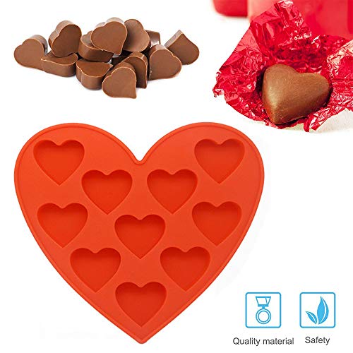 Gobesty Molde de Silicona en Forma de corazón, moldes de Chocolate Bandejas de Cubitos de Hielo para Hacer Pasteles Magdalenas de Caramelo Gominolas Magdalena