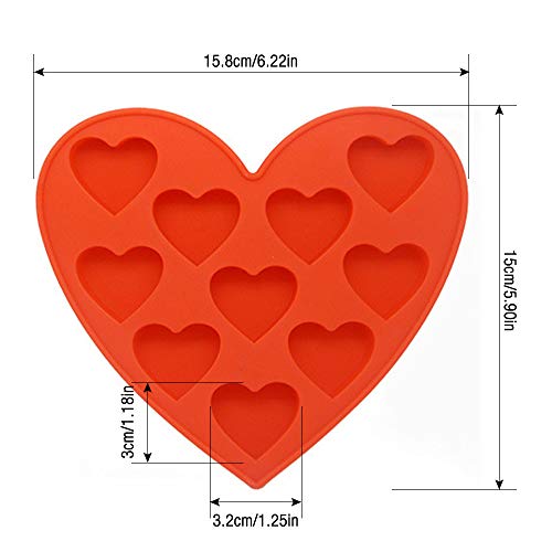 Gobesty Molde de Silicona en Forma de corazón, moldes de Chocolate Bandejas de Cubitos de Hielo para Hacer Pasteles Magdalenas de Caramelo Gominolas Magdalena