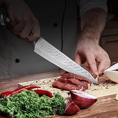 Godmorn Cuchillo Damasco, Cuchillo de Chef, Cuchillo de Cocina Profesional de Acero Inoxidable Japonés de 8 Pulgadas, Mango G10, Cuchillo de Damasco, Regalo Ideal con Caja de Regalo Magnética