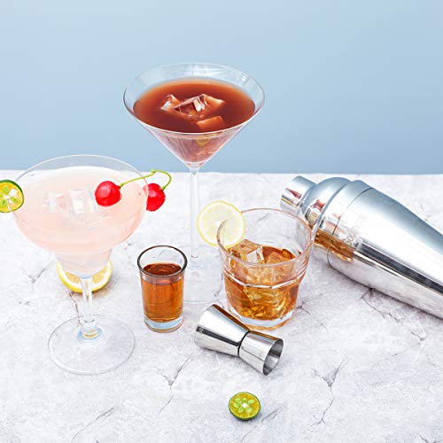 Godmorn Set de Cocktail, Accesorios de Cóctel de Acero Inoxidable 13 Pezzi, Shaker 550ml, Abridor de Botellas, Cucharilla Cocktail y Estantes de Madera, 20 Folletos de Recetas de Cócteles